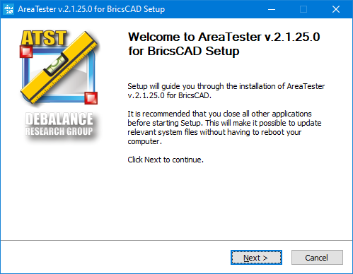 AreaTester app Installation Wizard